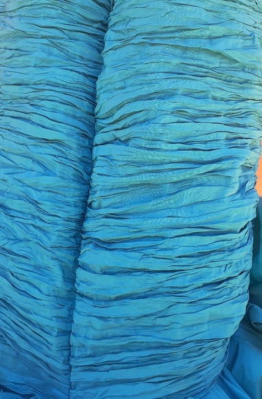 Alyce Designs AQUA Ruche Bodice Strapless Mermaid Dress Maxi Gown Slit Ruffles 4 - Picture 6 of 17